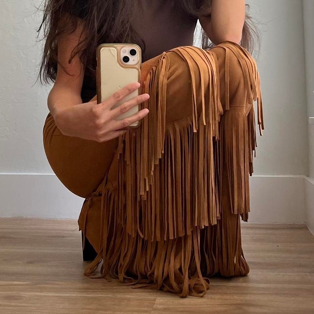 Suede Fringe Bell Bottoms